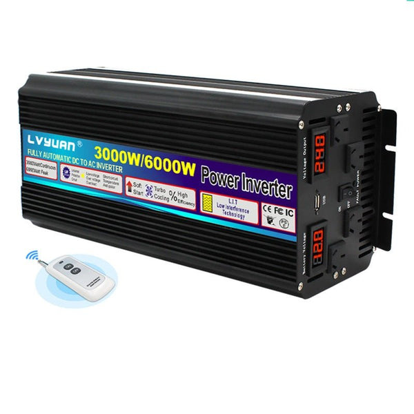 12V Black Inverter Modified Sine Wave 3000W/6000W EU - SHIELDEN