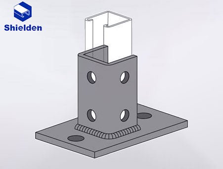 4 Hole Square 3-1/2" Strut Post Base - 20pcs Package - SHIELDEN CHANNEL