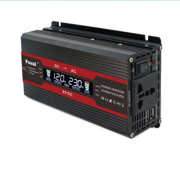 Black LCD Display Modified Chord 1500w-3000w 12v Eu External Fuse Inverter - SHIELDEN