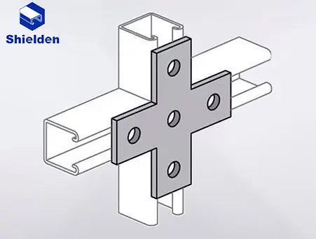 unistrut brackets 4 holes cross flat plate - 100pcs Package - SHIELDEN CHANNEL